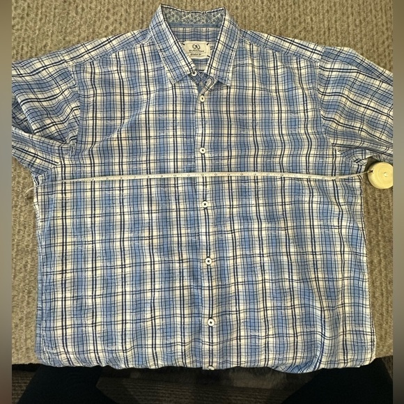 BUGATCHI Men’s Plaid Short Sleeve Button Down Shirt, EUC! - Picture 5 of 10